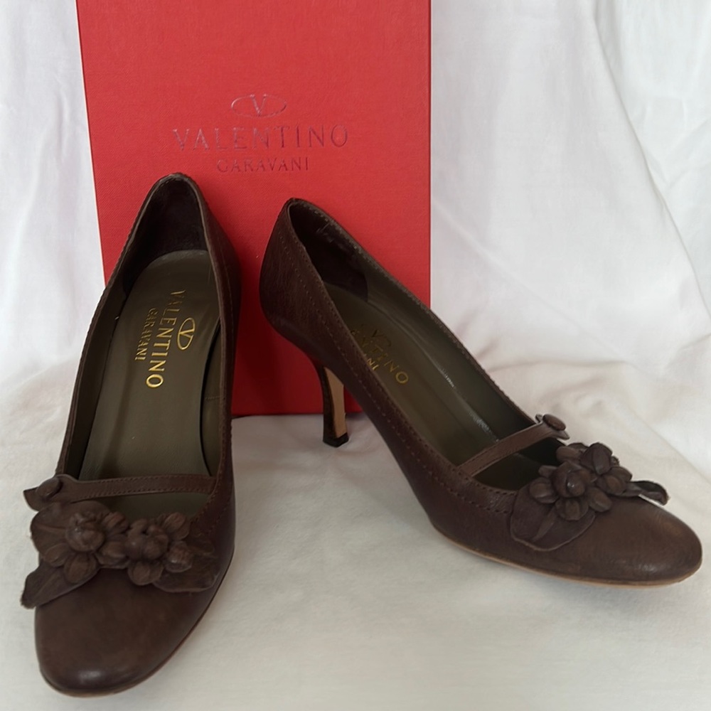 Valentino floral Italian leather Mary Jane pumps